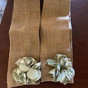 Ballard 2   linen fabric flower tie backs sage